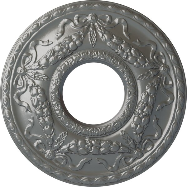 Ekena Millwork Hurley Ceiling Medallion (Fits Canopies up to 7 1/4"), 22 1/8"OD x 7 1/4"ID x 1 3/4"P, Silver CM26HUSLS - main
